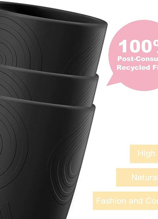 Homienly Wheat Straw Cups Set of 6, 12 OZ Alternative Plastic Cups Reusable, Stackable Drinking Cups, Water Cups, Coffee Cups, Unbreakable Glasses Drinking for Camping, Travel, Party - Black