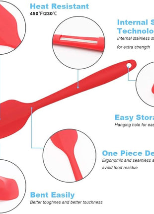 Silicone Spatula 3-piece Set, Ergonomic Handle High Heat-Resistant Spatulas, Non-stick Rubber Spatulas with Stainless Steel Core, Red