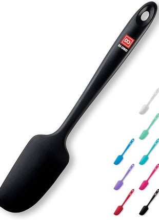 DI ORO Seamless Series Mini Silicone Spatula - BPA Free Pro-Grade 600ºF Heat-Resistant Non-Stick Small Rubber Jar Spatula - Silicone Kitchen Scraper Utensil Tool for Cooking and Baking (Black)