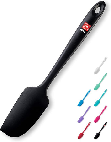 DI ORO Seamless Series Mini Silicone Spatula - BPA Free Pro-Grade 600ºF Heat-Resistant Non-Stick Small Rubber Jar Spatula - Silicone Kitchen Scraper Utensil Tool for Cooking and Baking (Black)