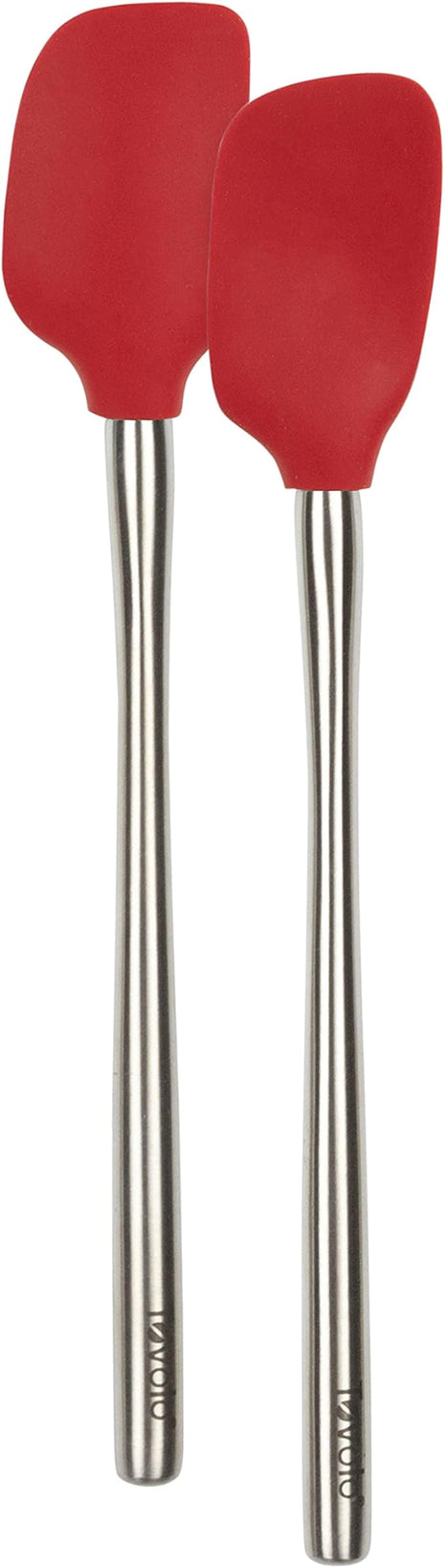 Tovolo Flex-Core Stainless Steel Handled Mini Spatula & Spoonula Set of 2, Kitchen Utensil Set, BPA-Free Silicone, Safe for Cast Iron & Cookware Dishwasher-Safe