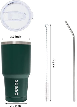BJPKPK 30oz Tumbler with Lids and Straws, Stainless Steel Vacuum Insulated Coffee Tumblers, Insulated Travel Mug Water Cup with Leakproof Lid,Army Green