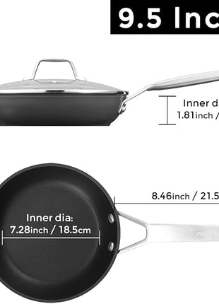 MsMk 9 1/2 Inch Small Egg Pan with Lid, Titanium and Ceramic Nonstick Omelette Pan,Scratch-resistant, Induction Egg Skillet, Oven Safe to 700°F Pan for Cooking, Dishwasher Safe