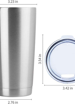DOMICARE 20oz Stainless Steel Tumbler Bulk with Lid, Double Wall Vacuum Insulated Travel Mug, Powder Coated Coffee Cup, Stainless Steel, 12 Pack