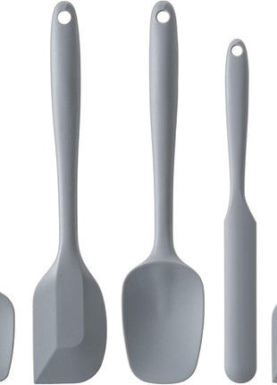 Silicone Spatula Set, 5 Piece Food Grade Rubber Spatulas for Baking, Cooking, and Mixing High Heat Resistant Non Stick Dishwasher Safe BPA-Free (Grey)