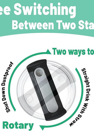 40 OZ Tumbler Lid Replacement Fit for Stanley Cup, 2 Pack Clear Replacement Lids Fit for Stanley Travel Tumbler, Spill Proof Tumbler Covers for Stanley Cup Accessories (Black)