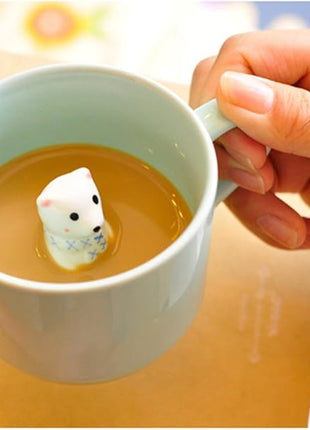 ZaH 3D Coffee Mug Cute Animal Inside Cup Cartoon Ceramics Figurine Teacup for Boys Girls Kids - Party Office Morning Mugs for Tea Juice Milk Chocolate Cappuccino (8 oz Fortune Cat)