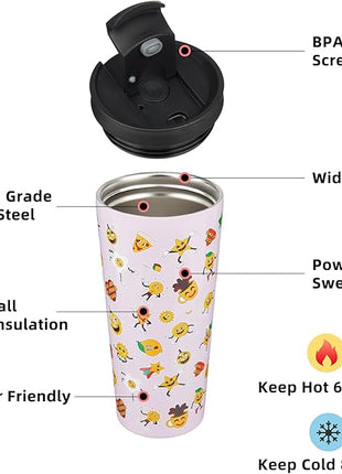 BJPKPK 22oz Tumbler With lid And Straw Stainless Steel Travel Coffee Mug Insulated Tumblers Cups,Hawaii Fruits Purple