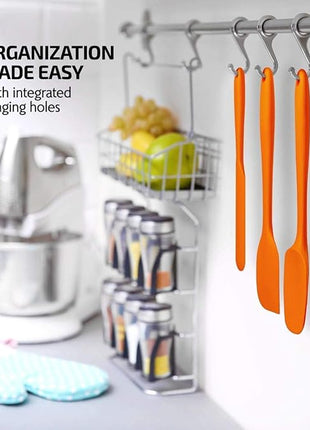 OVENTE Silicone Spatula Set of 5, Food Grade Rubber Spatula with High Heat Resistant, BPA-Free and Dishwasher Safe, Nonstick Kitchen Utensils for Baking, Cooking and Mixing, Orange SP12305O
