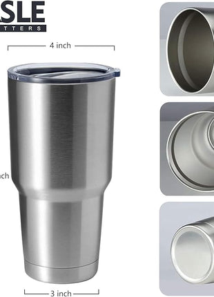 HASLE OUTFITTERS 30oz Stainless Steel Tumbler, Double Wall Vacuum Insulated Travel Mug Tumbler, Durable Insulated Coffee Mug, Gift Box Set (Silver, 4)