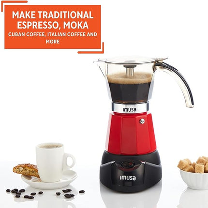 IMUSA 6 or 3cup Electric Espresso Maker, Red