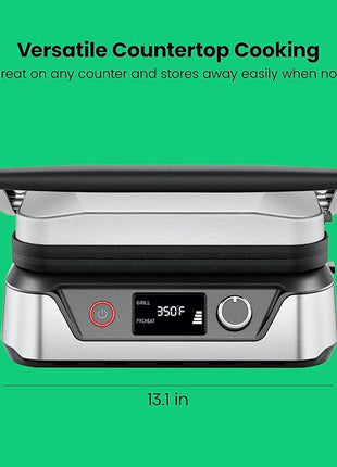 Chefman 5-in-1 Digital Panini Press Grill Sandwich Maker and Griddle Grill Combo with Removable, Reversible Dishwasher-Safe Grilling Plates, Opens 180° for Indoor BBQ /Flat Top Grill, Stainless steel