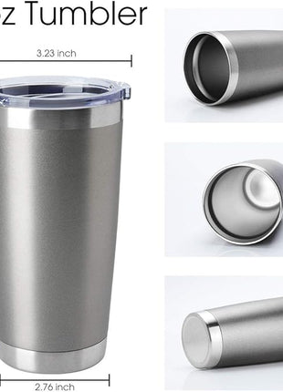 HASLE OUTFITTERS 20oz Tumblers Bulk Stainless Steel Cup with Lid Double Wall Vacuum Insulated Coffee Mug for Cold & Hot Drinks 1 Pack, Grey