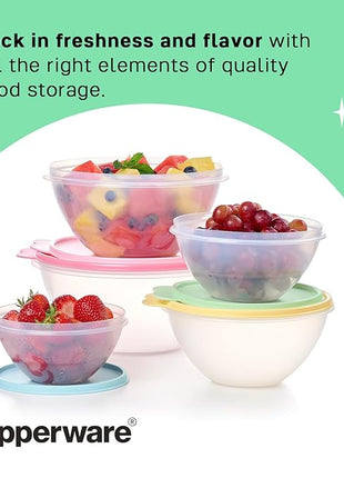 Tupperware Heritage Wonderlier 10 Piece Food Storage Bowl Set in Vintage Colors- Dishwasher Safe & BPA Free - (5 Containers + 5 Lids)