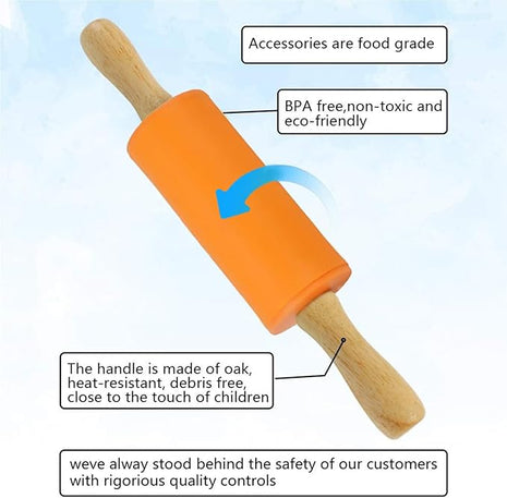 Koogel 9 Inch Mini Rolling Pin, 2 PCS Wooden Handle Rolling Pin for Kids Dough Rollers for Baking Supplies Home Kitchen