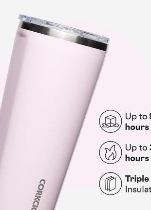 Corkcicle Classic Tumbler - Keeps Drinks Cold for 9 Hours & Hot for 3 - Triple-Insulated Stainless Steel - Holiday Tumbler Gift - 24 oz - Powder Puff