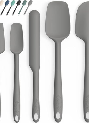 Coukre Silicone Spatula Set of 5,High Temperature Resistant, Food Grade Silicone, Dishwasher Safe, for Baking, Cooking (Pure Gray)