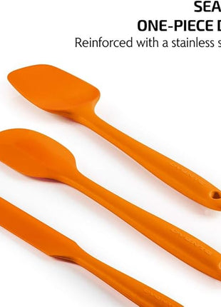 OVENTE Silicone Spatula Set of 5, Food Grade Rubber Spatula with High Heat Resistant, BPA-Free and Dishwasher Safe, Nonstick Kitchen Utensils for Baking, Cooking and Mixing, Orange SP12305O