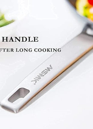 MsMk Small Frying pan, 8-inch Nonstick Durable Egg Omelet Skillet with Stay-Cool Handle, Limestone Non Stick Coating From GRE, 4mm Stainless Steel Base Induction, Oven Safe, Dishwasher Safe