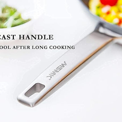 MsMk Small Frying pan, 8-inch Nonstick Durable Egg Omelet Skillet with Stay-Cool Handle, Limestone Non Stick Coating From GRE, 4mm Stainless Steel Base Induction, Oven Safe, Dishwasher Safe