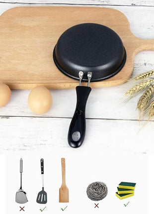 One Egg Frying Pan, Mini Induction Frying Eggs Pan, 4.7" Single Egg Durable Small Pan with Handle Heat Resistant Non Stick Pot, Portable Pan for Stove Gas Induction Hob