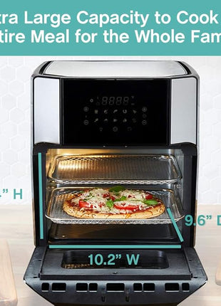 West Bend AFWB12BK13 Electric Air Fryer Oven, Countertop Air Fryer Rotisserie Combo with 10 Digital Quick Menu Presets, 1700 W, 12.6 Qt, Black