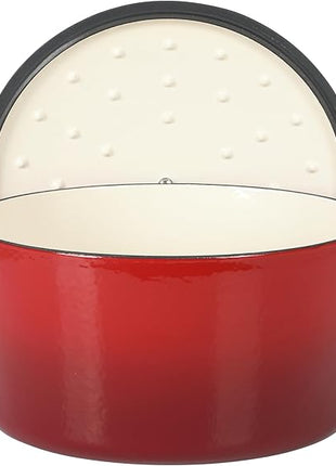 Crock Pot Artisan 6-Quart Round European Enameled Cast Iron Dutch Oven Pot With Lid -Gradient Red
