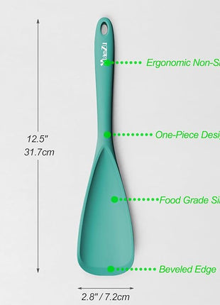 Silicone Spatula Spoon, Great for Both Cooking and Serving Durable BPA-Free Matte Black Silicone, Seamless Design, Safe for Nonstick Cooking Surfaces, 2-Pcs, Teal