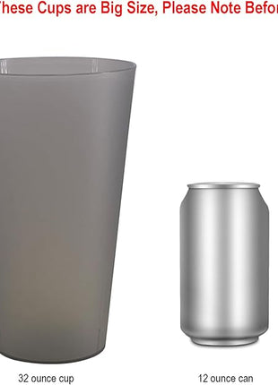 32-oz Unbreakable Drinking Cups - Reusable Large Plastic Tumblers set of 12, BPA Free Dishwasher Safe in 4 Assorted Colors for Indoor Outdoor Use