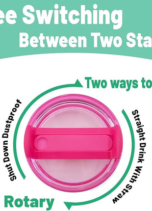 40 OZ Tumbler Lid Replacement Fit for Stanley Cup, 2 Pack Clear Replacement Lids Fit for Stanley Travel Tumbler, Spill Proof Tumbler Covers for Stanley Cup Accessories (Hot Pink)