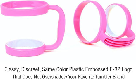 F-32 Handle - 19 COLORS - 30oz Size - Compatible with 30 oz YETI and 30 oz. OZARK TRAIL Tumbler Travel Mug (30OZ, HOT PINK (NEON))