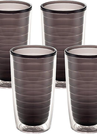 Tervis Clear & Colorful Tabletop Made in USA Double Walled Insulated Tumbler Travel Cup Keeps Drinks Cold & Hot, 16oz - 4pk, Quartz