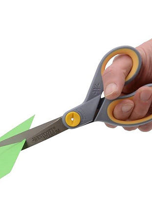 Westcott 8-Inch Titanium-Bonded Scissors with Adjustable Glide Feature for Office and Home - Gray/Yellow
