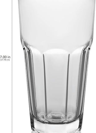 Libbey Gibraltar Iced Tea Glasses, 22 ounce, Tall Tempered Cocktail Glass Tumbler Set of 12, Ice Tea Glasses for Parties and Everyday Use