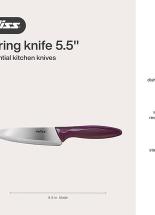 Zyliss Utility Knife with Sheath Cover - Precision Knife for Cutting & Slicing - Paring Knife for Meat, Fruits & Vegetables - Culinary Kitchen Knife - 5.5" Carbon Stainless Steel Blade - Purple