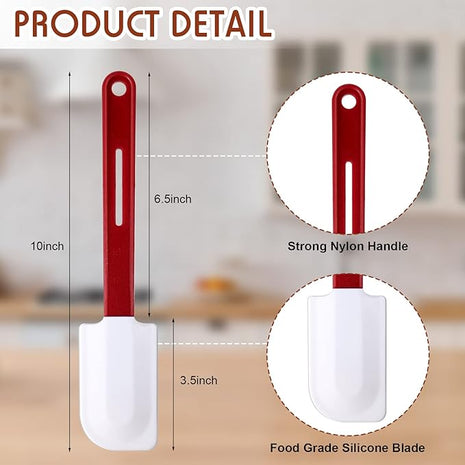 Set of 3 High Temp Silicone Spatulas Heat Resistant Rubber Commercial Heavy Duty Silicone Scraper Spatula with Handle for Kitchen Baking Cooking(10 x 2 Inches,Spatula)