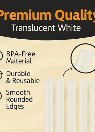 Jmoe USA 12" Replacement Straws for Stanley 40oz & 30oz Tumblers | Fits Reduce 50 oz & 40 oz Cold1 Tumblers | 6-Pack of Reusable Plastic Straws With Cleaning Brush | Food Grade & BPA Free (White)