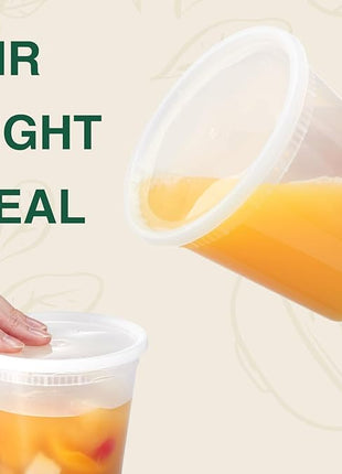 Glotoch 24 Pack 32 oz Plastic Food and Drink Storage Containers Set with Lids - Microwave, Freezer & Dishwasher Safe Eco-Friendly, BPA-Free, Reusable & Stackable