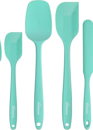 NileHome Silicone Spatula Set, 6 Pcs Food Grade Kitchen Utensils with Silicone Brush Heat Resistant Dishwasher Safe BPA-Free Rubber Spatula for Scraping, Baking, Cooking, Mixing, Turquoise