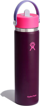 Hydro Flask 24 Oz Wide Flex Straw Cap Bottle - Insulated Stainless Steel - Wide Straw Lid, Non Spill, Leakproof in Sugarplum