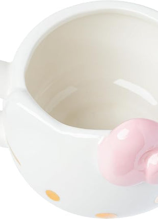 Silver Buffalo Sanrio Hello Kitty Light Pink Bow and Rose Gold Ceramic 3D Sculpted Mug, 20 Ounces