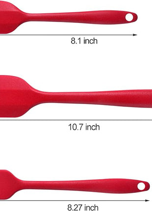 MaxDare Silicone Spatulas and Spoon Set, One-Piece Design Heat Resistant Dishwasher Safe Kitchen Utensil for Baking Cooking Stirring, Non Stick BPA-Free Food Grade Rubber, Set of 6, Red