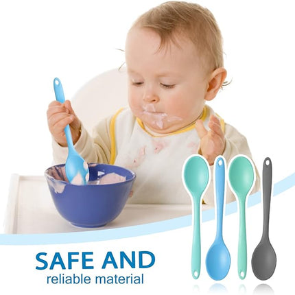 4 Pieces Small Silicone Nonstick Mixing Spoons, High Heat Resistant,Cooking Baking Spoons Set, Cooking Spoon for Mixing, Baking, Stirring, Turning, Scraping for Kitchen