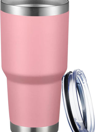 MEWAY 30oz Tumbler Double Wall Vacuum Insulated Travel Mug, Stainless Steel Tumbler with Lid, Durable Powder Coated Insulated Coffee Cup for Cold & Hot Drinks (Pink,1 PACK)