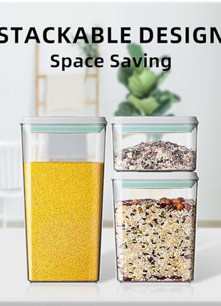 Ankou Airtight Food Storage Container Sets with Lids 6Pcs Pop Containers for Kitchen Pantry Organization BPA-Free Stackable Kitchen Storage Containers for Cereal Flour Sugar (0.5, 1.2, 1.8qt)*2