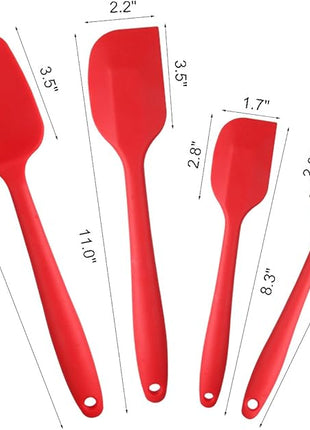Rubber Spatula Silicone Spatulas Heat Resistant with Stainless Steel Core Spatulas for Cooking Baking Nonstick Kitchen Spatula Utensils Red Spatula Set of 4