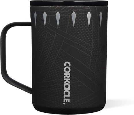 Corkcicle Classic Coffee Mug - Triple Insulated Stainless Steel for Travel - Shatter-Proof Lid - Keeps Drink Hot Over 3 Hours - Holiday Mug Gift - Great for Gifting Warmth - 16 oz - Black Panther