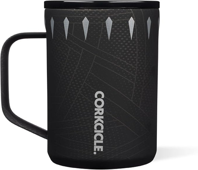 Corkcicle Classic Coffee Mug - Triple Insulated Stainless Steel for Travel - Shatter-Proof Lid - Keeps Drink Hot Over 3 Hours - Holiday Mug Gift - Great for Gifting Warmth - 16 oz - Black Panther