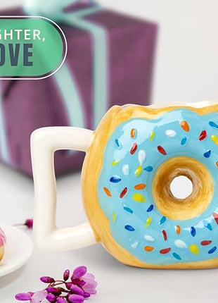 Comfify Ceramic Donut Mug – Chocolate Glaze with Sprinkles – Funny “MMM... Donuts!” Quote – 14 oz Coffee Cup