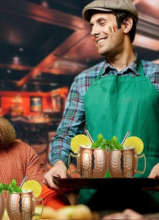 LINALL Moscow Mule Copper Mugs- Set of 4 Copper Plated Stainless Steel Mug 18oz, for Chilled Drinks (4 pcs)